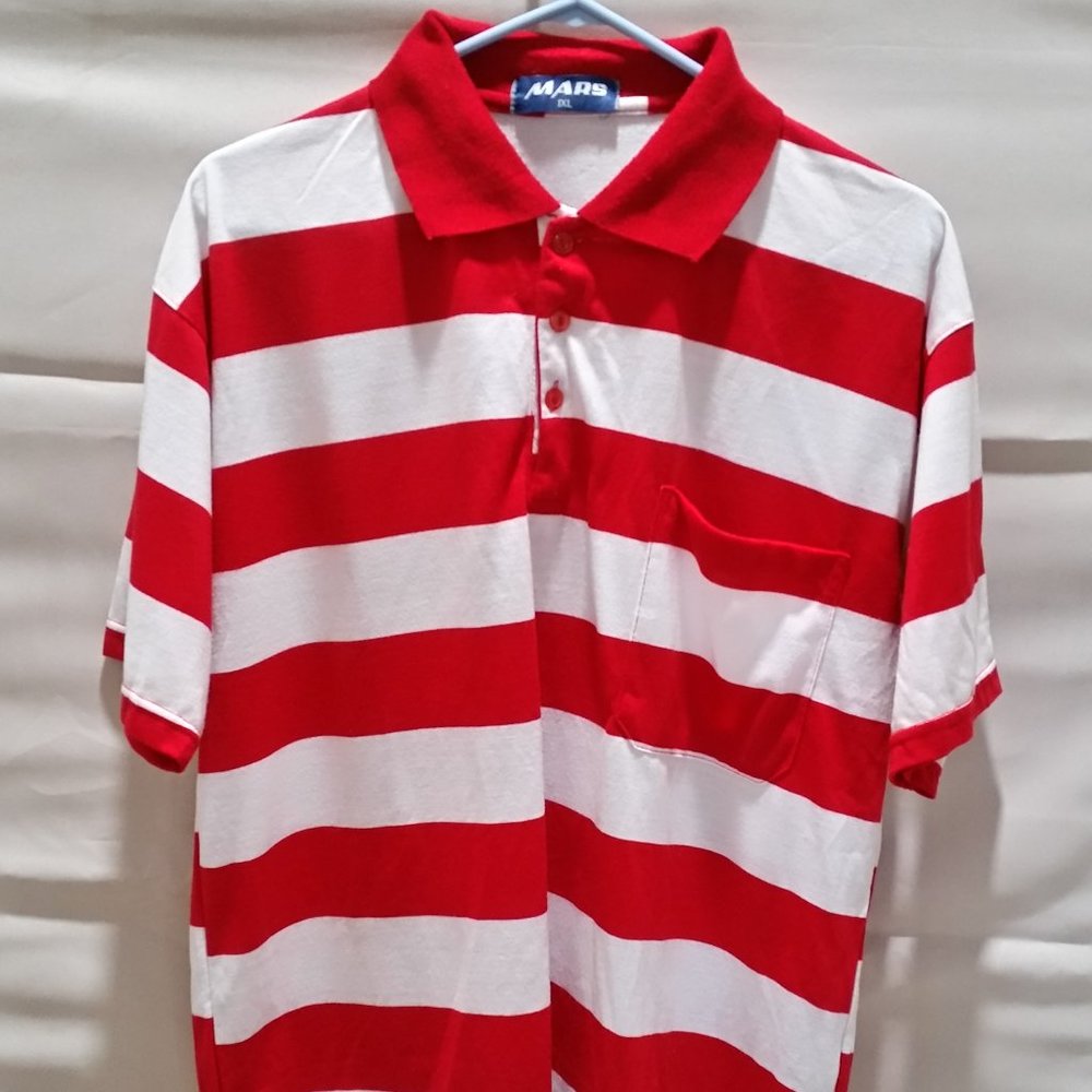 Mars STRIPED  Polo Shirt Men's 1XL WHITE/RED
